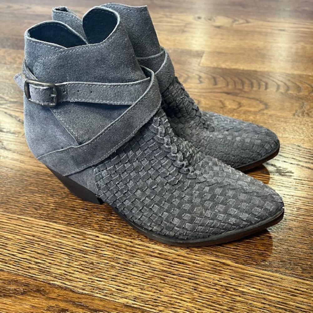 Free People Venture Suede Woven Ankle Booties Gray Womens Size EU36/US6 Boho
